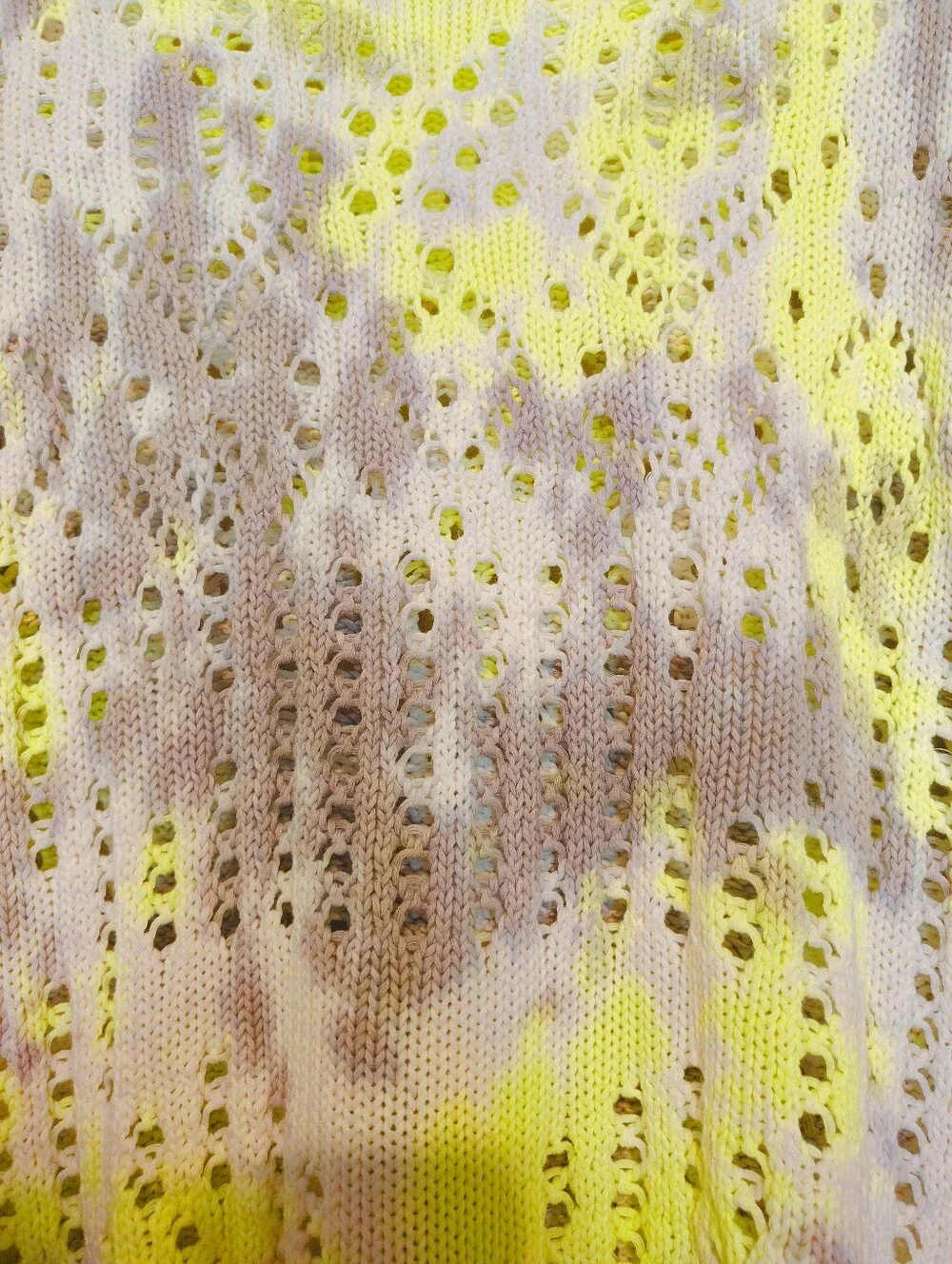 Free People 100% Cotton Open Knit Sweater Small Chartreuse Multicolor Boho NWOT